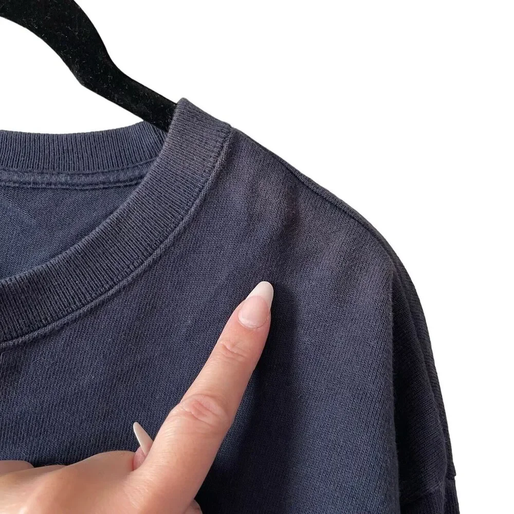 Roots Mens Medium Crewneck Sweatshirt Pullover Navy Blue Red White Colorblock